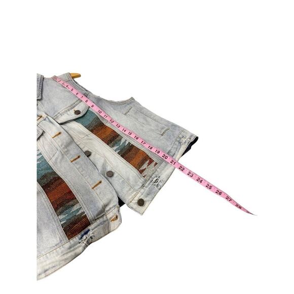 Sterling & Stitch Southwest Print Denim Vest Western Wear Boho Festival Womens L - Picture 6 of 6